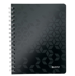 Caiet cu spirala A5, 80 file, matematica, negru, LEITZ WOW