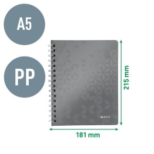 Caiet cu spirala A5, 80 file, matematica, verde, LEITZ WOW - Img 4