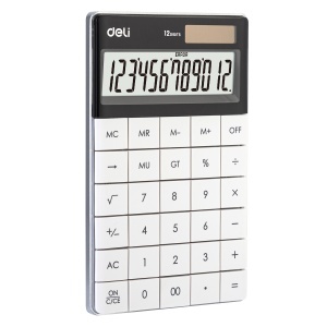 Calculator de birou cu 12 digiti, alb, DELI 1589
