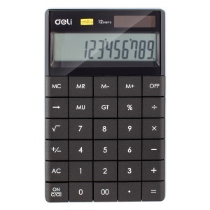 Calculator de birou cu 12 digiti, negru, DELI 1589 - Img 2
