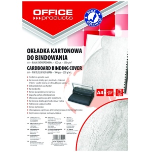 Coperta carton imitatie piele A4, 250 g/mp, 100 buc/set, alb, OFFICE PRODUCTS