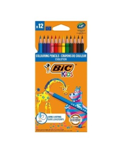 Creioane colorate, 12 culori/set, Kids Evolutions BIC