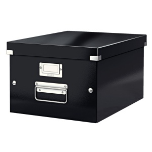 Cutie depozitare medie, 369x281x200 mm, carton, negru, LEITZ Click&Store