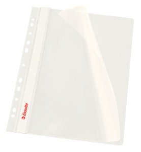 Dosar de plastic, cu sina si multiperforatii, 10 buc/set, alb, ESSELTE
