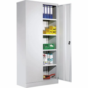 Dulap metalic cu usi batante, 4 polite, 92x42x195 cm, gri, CEHA - Img 2