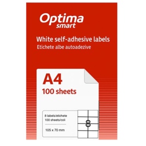 Etichete autoadezive albe, 6/A4, 210x48mm, 100 coli/top, OPTIMA
