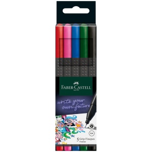 Liner 0.4 mm FABER-CASTELL Grip, 5 culori/set