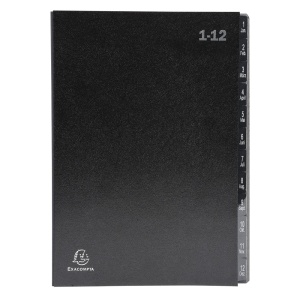 Mapa semnaturi, A4, 1-12, negru, EXACOMPTA