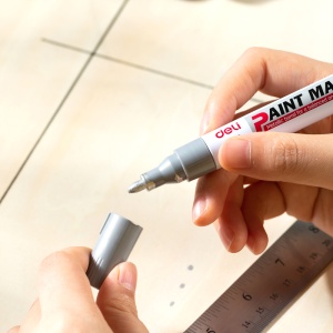 Marker cu vopsea, varf 2.0 mm, argintiu, DELI U500 - Img 4