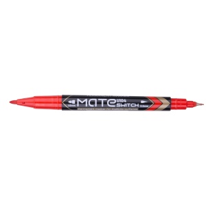 Marker permanent cu 2 capete, rosu, DELI Mate