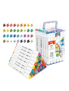 Markere sketching cu 2 capete 1 mm/7 mm, 36 culori/set, DELI