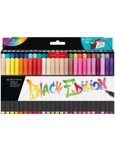 Markere tip pensula 50 culori/set, Black Edition FABER-CASTELL