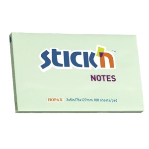 Notes autoadeziv 76x127 mm, 100 file, verde pastel, STICK'N