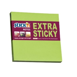 Notes autoadeziv extra-sticky 76x76 mm, 90 file, verde, STICK'N Neon