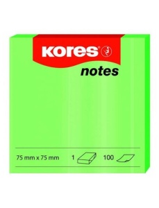 Notite autoadezive, 75x75 mm, 100 file/set, verde neon, KORES - Img 2