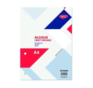 Rezerva caiet mecanic A4, 50 file, DACO
