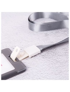 Snur textil pentru ecuson 1.5 cm, capsa plastic, 12 buc/set, gri, DELI - Img 4