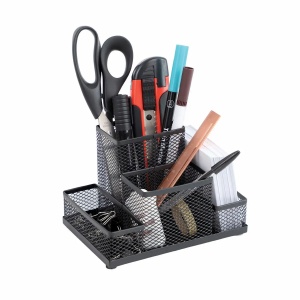 Suport accesorii birou, 4 compartimente, metalic, negru, MESH - Img 3