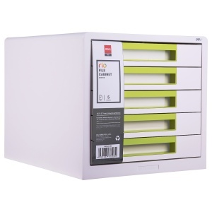 Suport cu sertare, plastic, cu 5 sertare, verde, DELI Rio