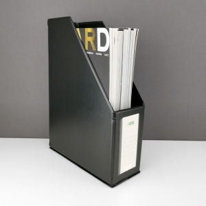 Suport vertical pentru cataloage, A4, carton laminat, 90mm, negru, D.RECT - Img 2