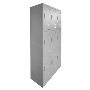 Vestiar metalic triplu cu 9 usi, 90x45x185 cm gri - Img 3