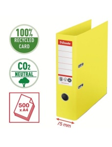 Biblioraft A4 carton reciclat, 7.5 cm, galben, ESSELTE NO. 1 Power - Img 2