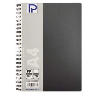 Caiet cu spirala A4, 100 file, coperta plastic, dictando, PAPERLAND