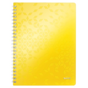 Caiet cu spirala A4, 80 file, matematica, galben, LEITZ WOW