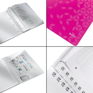 Caiet cu spirala A4, 80 file, matematica, roz, LEITZ WOW - Img 3