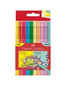 Carioci 10 culori/set, pastel si neon, Grip FABER-CASTELL Grip