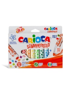 Carioci cu stampila 12 culori/set, diverse forme, CARIOCA Stamperello