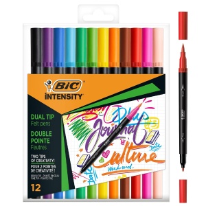 Carioci lavabile cu 2 capete BIC Intensity, 12 culori/set
