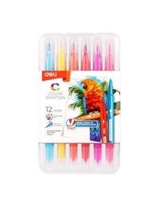 Carioci pensula cu doua capete, 12 culori/set, DELI