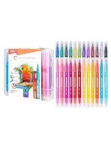 Carioci pensula cu doua capete, 24 culori/set, DELI - Img 2