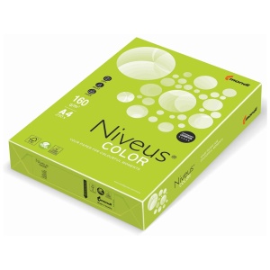 Carton colorat A4, 160 g/mp, 250 coli/top, lime intens, NIVEUS
