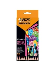 Creioane colorate, 12 culori/set, Intensity Premium BIC
