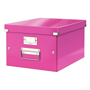 Cutie depozitare medie, 369x281x200 mm, carton, roz, LEITZ Click&Store