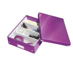 Cutie organizare medie, 280x100x370 mm, carton, mov, LEITZ WOW Click&Store - Img 2