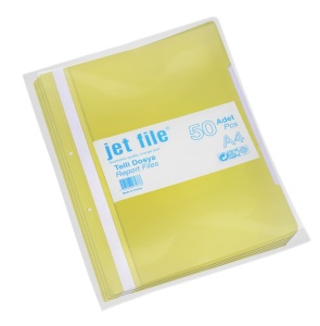 Dosar plastic cu sina si gauri, 50 buc/set, galben, JETFILE