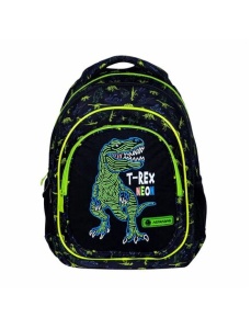 Ghiozdan scolar, 3 compartimente, colectia T-Rex Neon, ASTRA