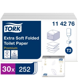 Hartie igienica intercalata TORK Soft Premium T3, 2 straturi, 252 buc/set