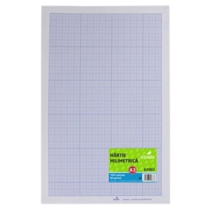 Hartie milimetrica A3, 60 g/mp, 100 buc/set
