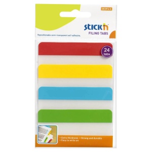 Index plastic transparent, 38x76 mm, 4 culori x 20 file/set, STICK'N