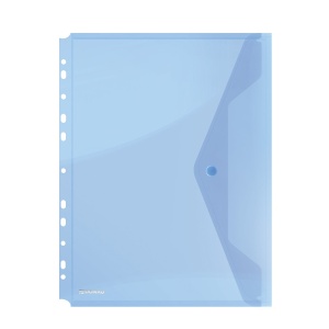 Mapa plastic A4 cu capsa, perforatii si clapeta in V, 4 buc/set, albastru, OPTIMA