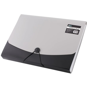 Mapa plastic cu burduf, A4, 6 compartimente, negru, D.RECT 5566 - Img 2