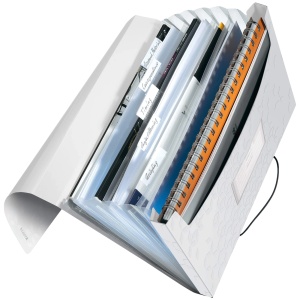 Mapa plastic cu elastic, 6 compartimente, A4, alb, LEITZ WOW - Img 2