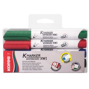 Marker whiteboard, varf rotund 3.0mm, 4 culori/set, KORES