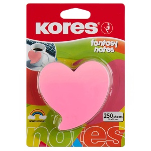 Notes autoadeziv, 70X70 mm, inima, 250 file, 5 culori neon, KORES - Img 2