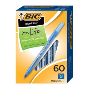 Pix fara mecanism Round Stic BIC, 60 buc/cutie, albastru