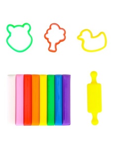 Plastilina 8 culori/set 100g cu 4 forme modelaj, Dough it! DELI - Img 2